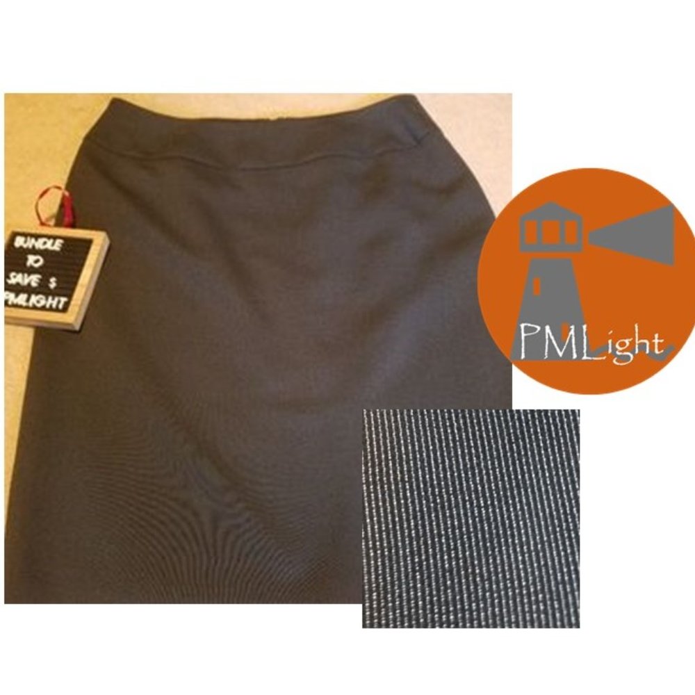 Anne Klein Skirt 8 Lined Black Thin Grey Stripe